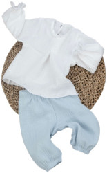 Комплект рубашечка для девочки+штанишки KiDi Kids, муслин, голубой, лето р. 24 рост 74-80 см