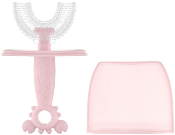 Зубная щётка-массажёр для детей Крабик с футляром, цвет розовый