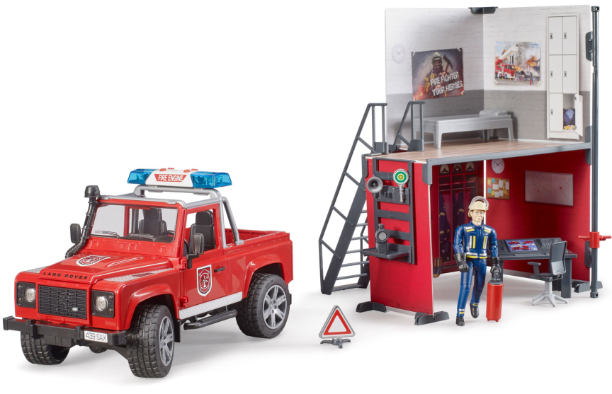 Набор Пожарная станция с джипом и фигуркой Bruder 62-701