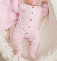 Вязаный комплект Пупырка Luxury Baby, 3 предмета, 56-62, розовый