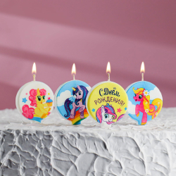 Свечи Страна Карнавалия в торт Пони, размер 1 свечи 4×4,4см, набор 4 шт