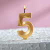 Свеча в торт Страна Карнавалия Грань, цифра 5, золотой металлик, 7,8 см