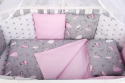 Бортик в кроватку 12 предметов AmaroBaby Мечта серый, розовый, поплин/бязь