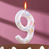 Свеча в торт Страна Карнавалия Белый мрамор цифра 9, гигант, 12,5 см