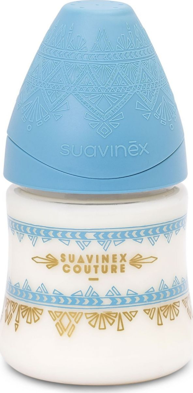 Бутылочка с силиконовой круглой соской Suavinex Haute Couture New 150 мл 0+ голубой