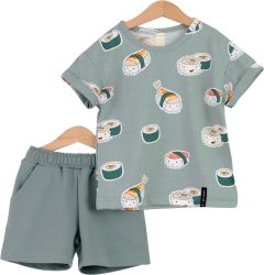 Детский комплект, футболка и шорты, рисунок суши, полынь, р. 98, КД426/2-К