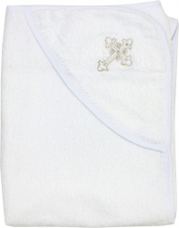 Полотенце-уголок Осьминожка для крещения с вышивкой платина
