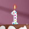 Свеча Страна Карнавалия в торт на день рождения цветное конфетти цифра 1, 5,5 см