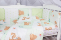 Комплект в кроватку 18 предметов (6+12 подушек-бортиков) AmaroBaby Мишка зелёный