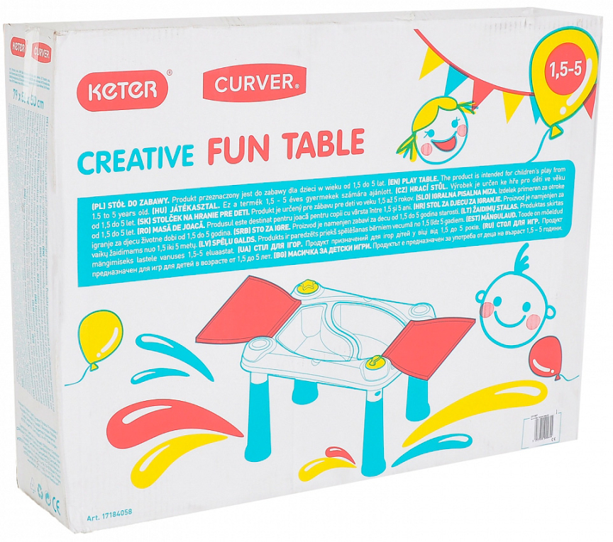 Стол Keter Creative для детского творчества и игры с водой и песком + 2 табуретки 79x56x50 см
