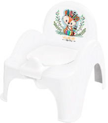 Горшок туалетный в форме стульчика Тега со звуковым эффектом Dz Лисенок, бело-зеленый