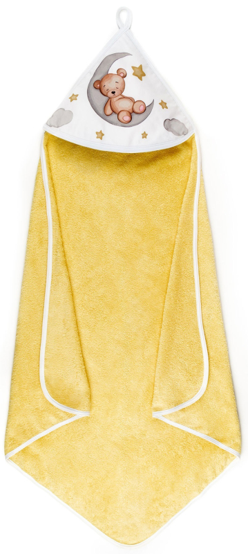 Полотенце детское с уголком AmaroBaby Wash Bear, 90х90 см, жёлтый