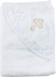 Полотенце-уголок Осьминожка для крещения с вышивкой золото