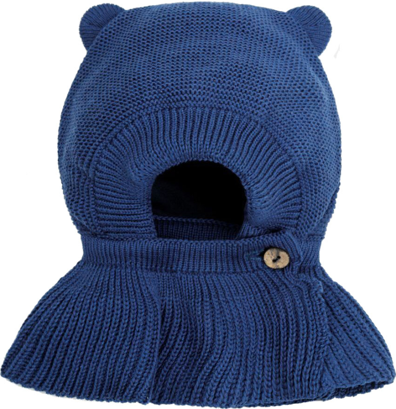 Шапка-шлем детская вязаная Amarobaby Pure Love Helmet, размер 44-46, с подкладом, синяя