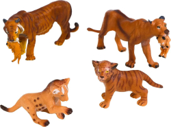 Набор фигурок животных Masai Mara серии Мир диких животных Семья львов и семья тигров, 4 предмета