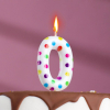 Свеча Страна Карнавалия в торт на день рождения ‎Цветное конфетти цифра 0, 5.5 см