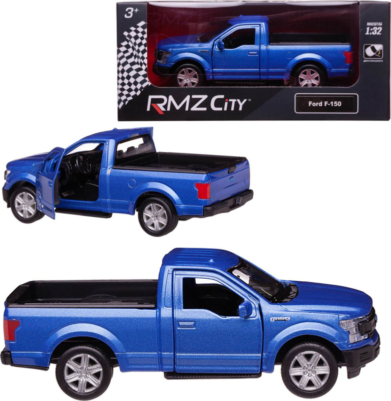 Машина металлическая RMZ City Ford F150 2018, инерционный механизм, синяя