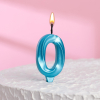 Свеча в торт Страна Карнавалия Грань, цифра 0, голубой металлик, 7,8 см