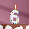 Свеча Страна Карнавалия в торт на день рождения ‎цветное конфетти цифра 6, 5,5 см
